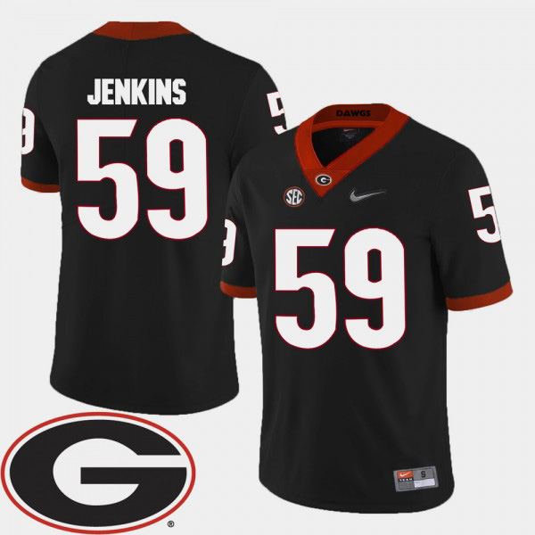 Men's #59 Jordan Jenkins Georgia Bulldogs College Football 2018 SEC Patch Jersey - Black